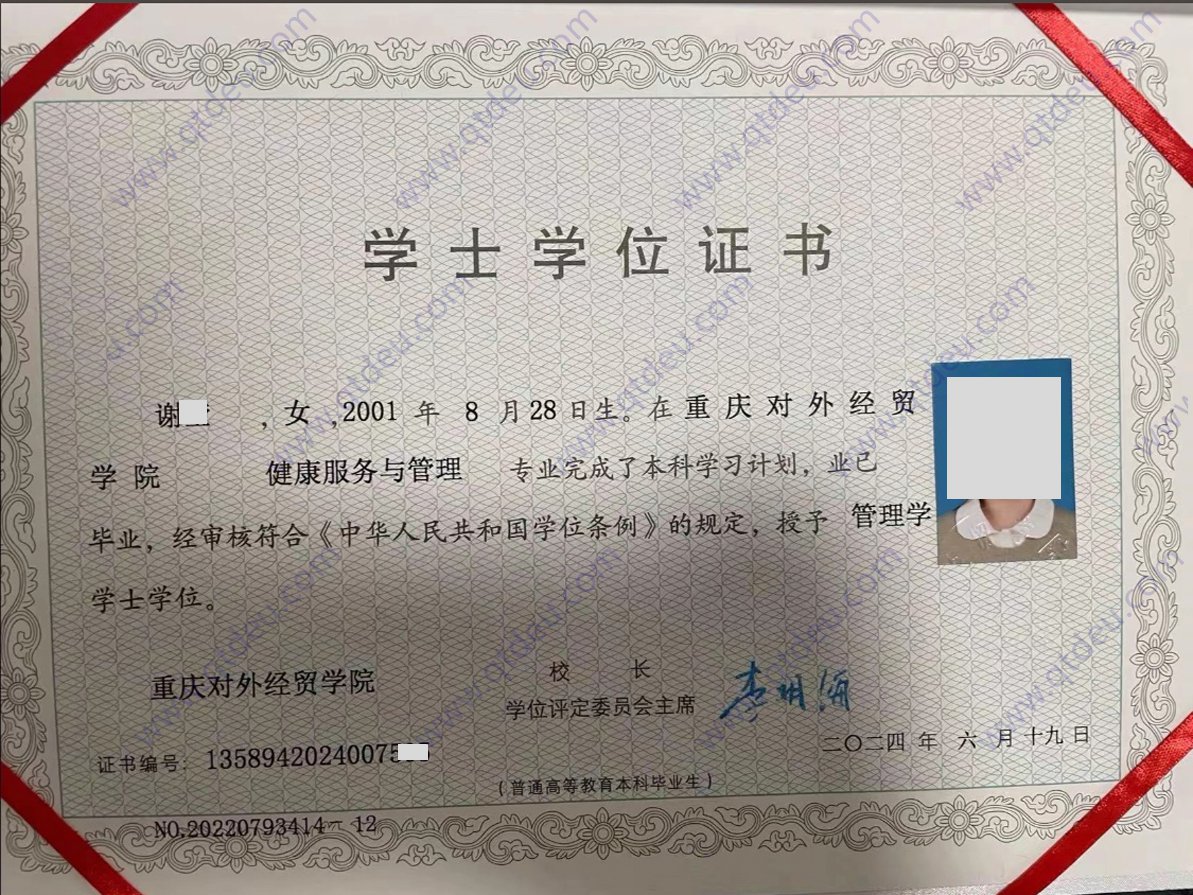 重庆对外经贸学院24年学位证样本图片