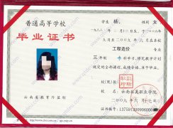 云南北美职业学院原版毕业证样本信息