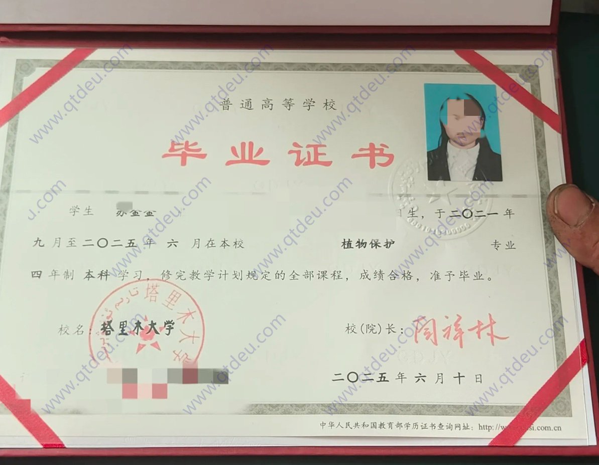 塔里木大学25年全日制本科毕业证原版样式